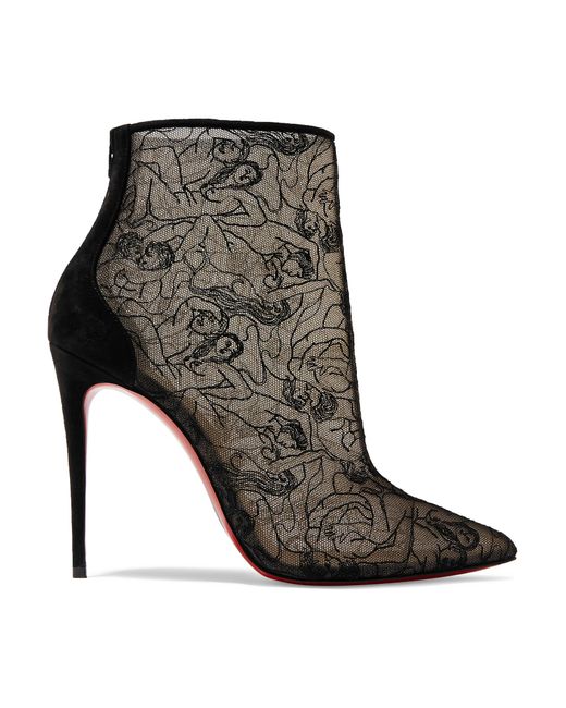 christian louboutin quilted suede ankle boots