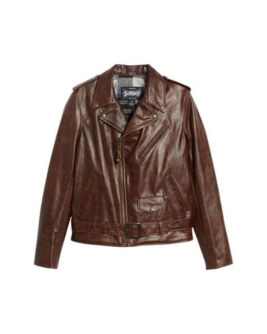 Lyst Schott Nyc Waxy Cowhide Leather Motorcycle Jacket In Brown Schott Nyc Brown Waxy Cowhide Leather Motorcycle Jacket For Men Lyst