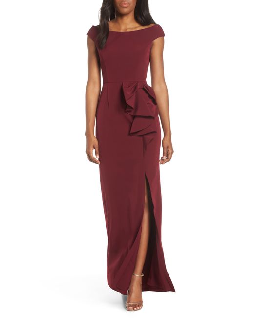 vince camuto ruffled gown