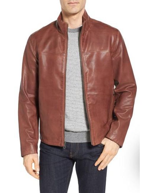 Lyst Cole Haan Washed Leather Jacket In Brown For Men Cole Haan Brown Washed Leather Jacket For Men Lyst