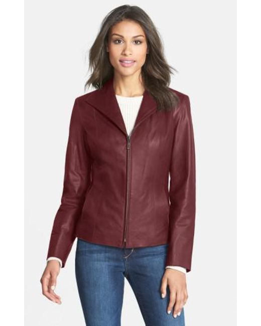 Lyst Cole Haan Lambskin Leather Scuba Jacket In Purple Cole Haan Purple Lambskin Leather Scuba Jacket Lyst