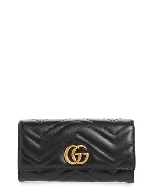 Gucci Marmont 2.0 Leather Continental Wallet in Nero (Black) - Lyst