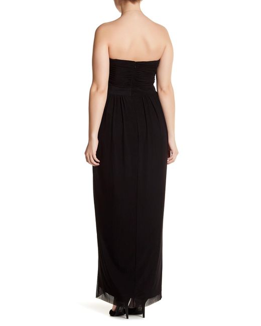 strapless ruched gown