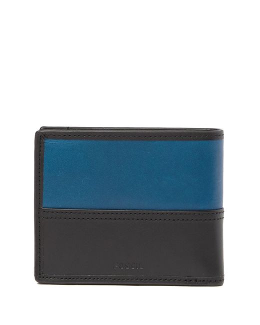 Lyst - Fossil Tate Large Coin Pocket Leather Bifold Wallet in Black for Men