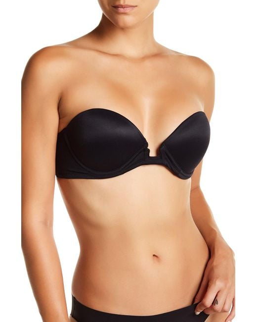 Felina Caress Strapless Plunge Push-up Bra in Black | Lyst