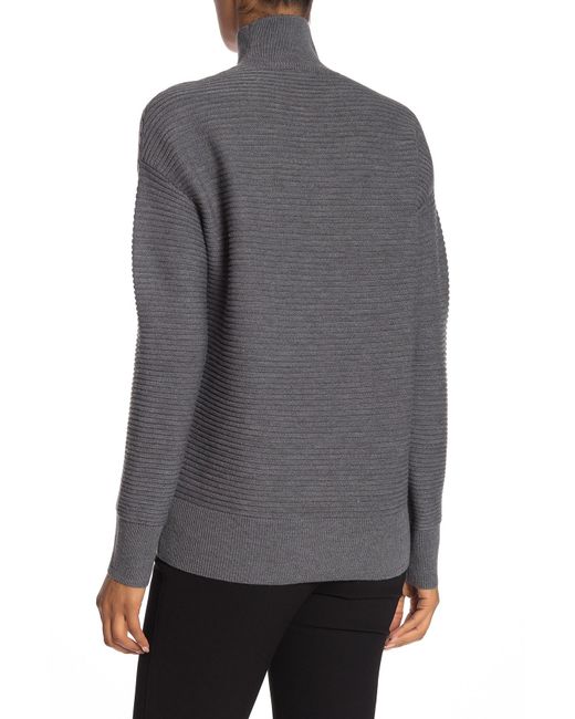 Download Theory Ribbed Mock Neck Wool Blend Sweater in Gray - Lyst