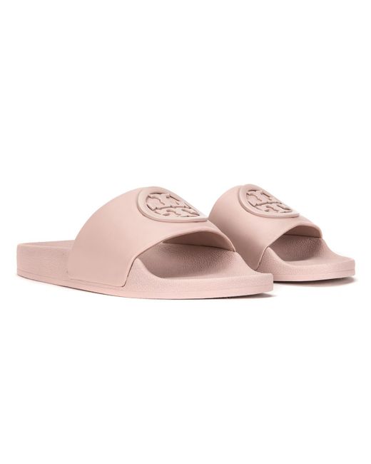 tory burch lina leather flat pool slide sandals