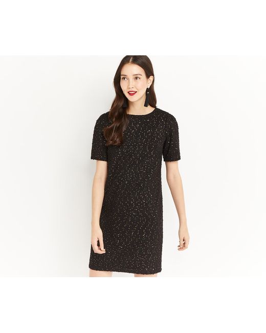 Oasis Spot Foil Popcorn Dress Long in Black Lyst