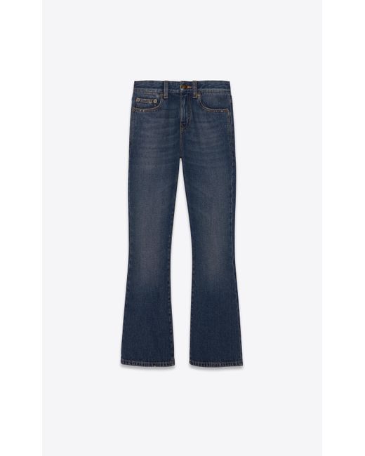 Lyst - Saint Laurent Cropped Bootcut Jeans in Blue