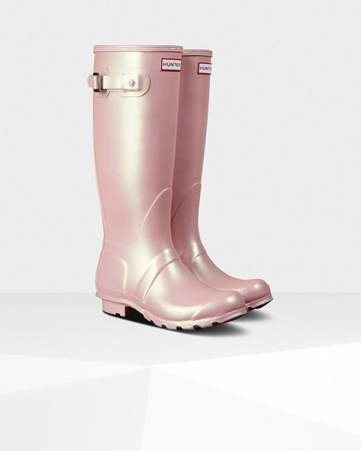 HUNTER Rubber Women's Original Nebula Tall Rain Boots in Pink Lyst