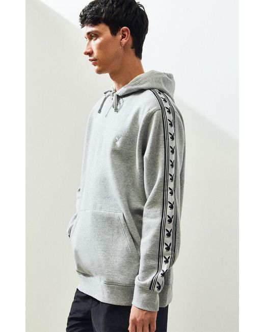 Men\u0027s Gray X Playboy Taped Pullover Hoodie