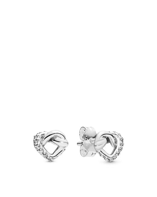 PANDORA Knotted Hearts Stud Earrings in Metallic - Lyst