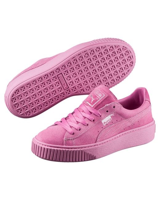 Puma Basket Platform Reset Women's Sneakers in Pink | Lyst