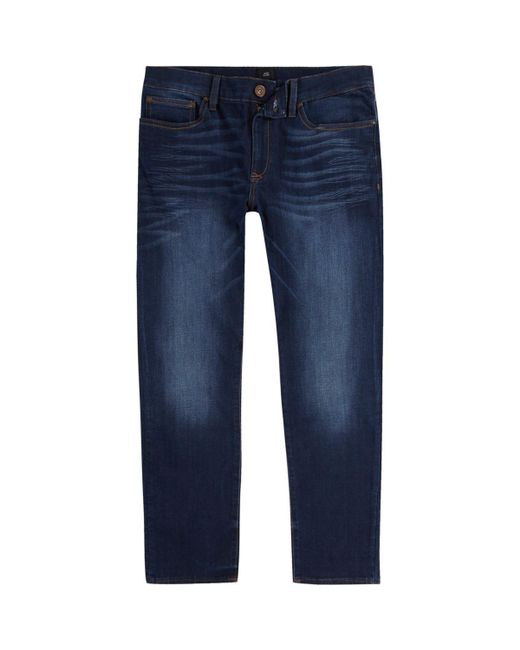 Lyst - River Island Dark Blue Fade Dylan Slim Fit Jeans Dark Blue Fade ...