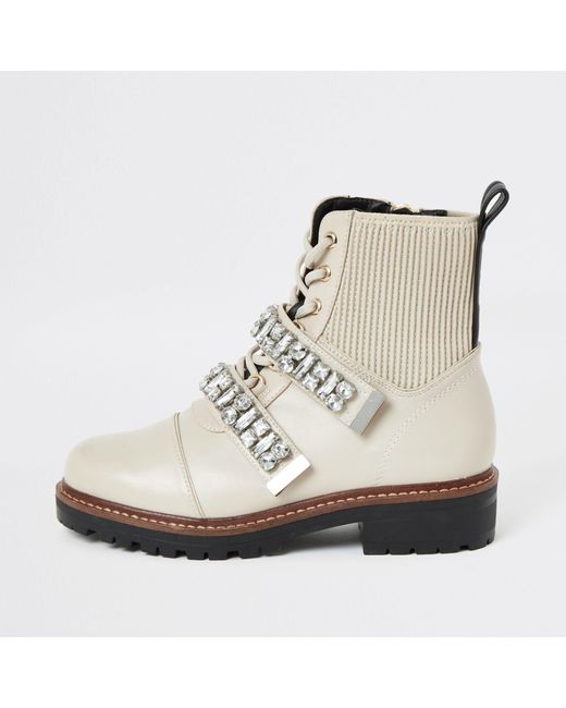 river island cream slouch boots