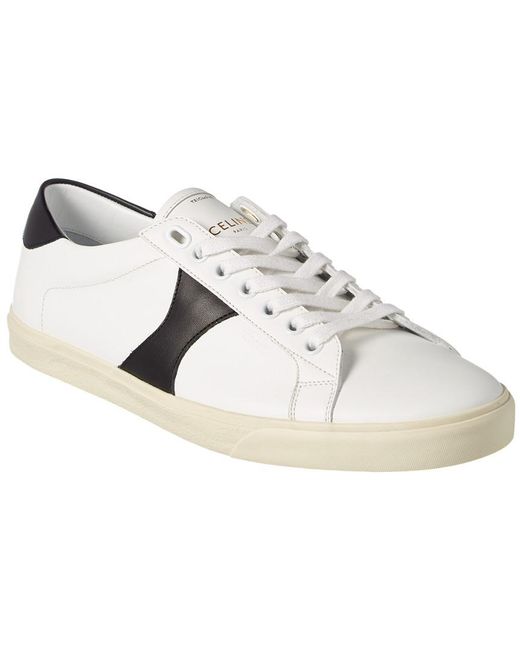 Céline Triomphe Lace-up Leather Sneaker in White - Save 13% - Lyst