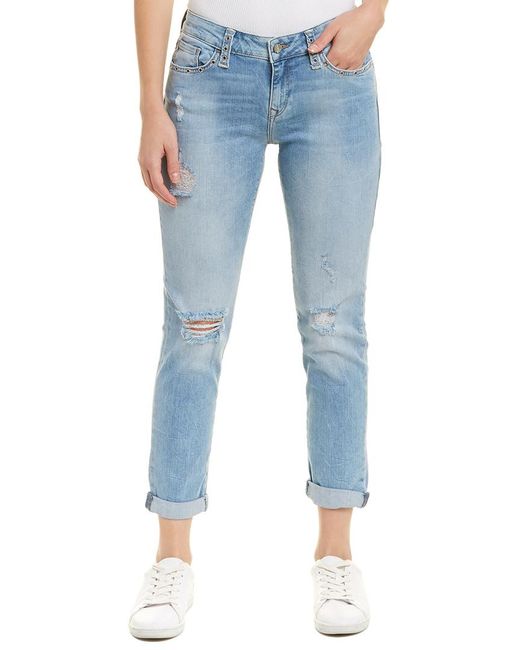 Lyst - Mavi Jeans Ada Light Ripped Eyelet Boyfriend Cut in Blue