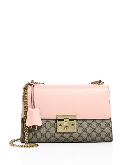 Gucci Medium Padlock GG Supreme Leather Shoulder Bag in Pink | Lyst