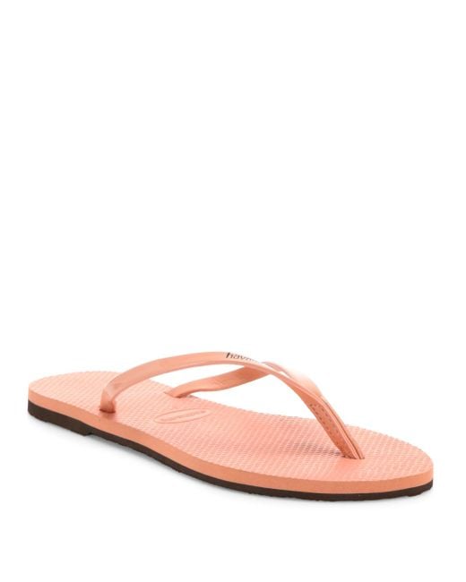 Havaianas Slim Metallic Flip Flops in Pink | Lyst