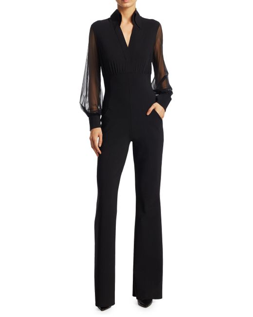 La petite robe di chiara boni Mesh Illusion Sleeve Jumpsuit in Black | Lyst