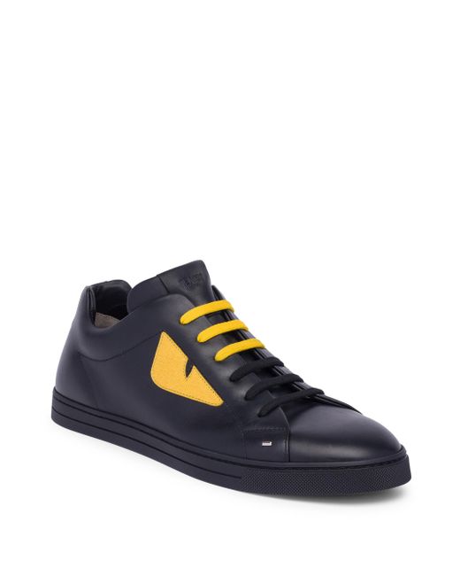 Lyst - Fendi Monster Leather Trainers in Black for Men