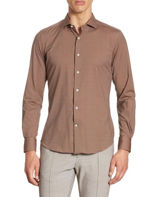 Lyst - Saks Fifth Avenue Rossini Smart Button-down Shirt in Brown for Men