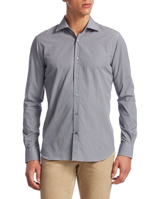 Saks fifth avenue Collection Patterned Cotton Button-down Shirt in ...
