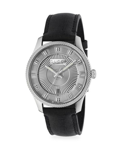 gucci watch men's leather strap