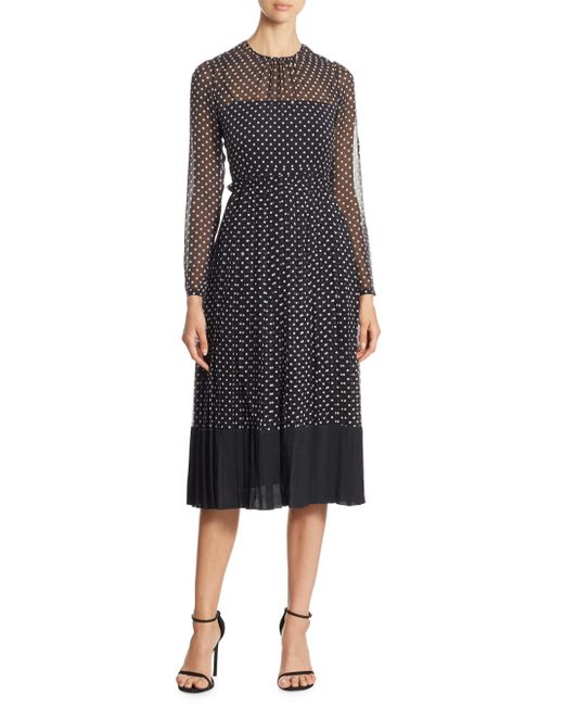 black polka dot midi dress