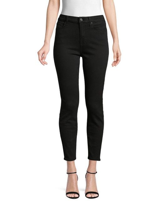 7 For All Mankind Gwenevere High-waist Cropped Skinny Jeans in Black - Lyst