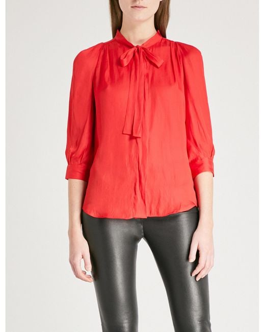 Lyst - Zadig & voltaire Touch Silk-satin Blouse in Red