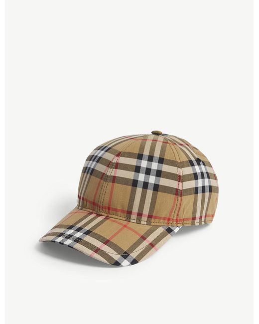 Burberry Vintage Check Cotton Baseball Cap in Brown for Men Lyst