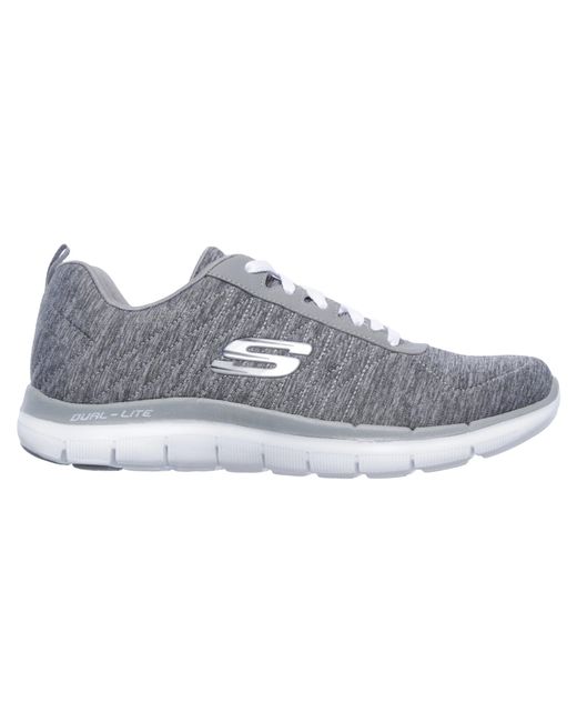 Skechers Flex Appeal 2.0 Reflection - Womens Trainers - Grey and White