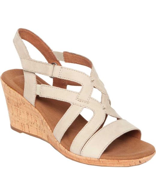 Rockport Briah Caged Wedge Slingback in Brown | Lyst