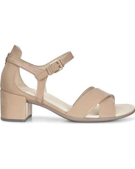 Strap In Shape Ecco Block Ankle Sandal Natural Lyst 35 XuOkTPZi