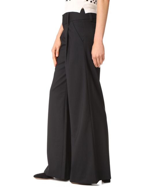 Alice + olivia Eric Front Pleat Wide Leg Pants in Black | Lyst