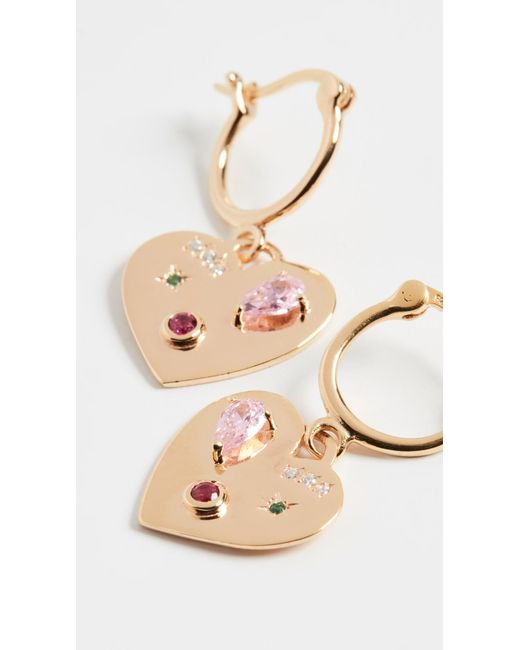 Scosha Night Market Heart Hoop Earrings In Gold Sapphire Metallic