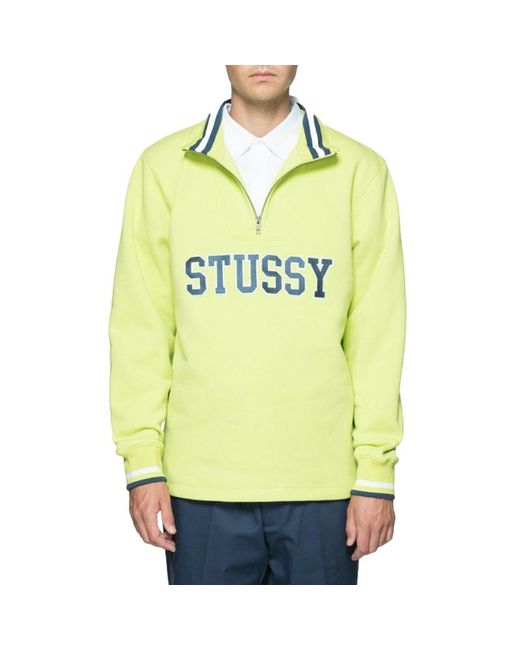 Download Lyst - Stussy Contrast Rib Mock Neck Sweatshirt in Yellow ...