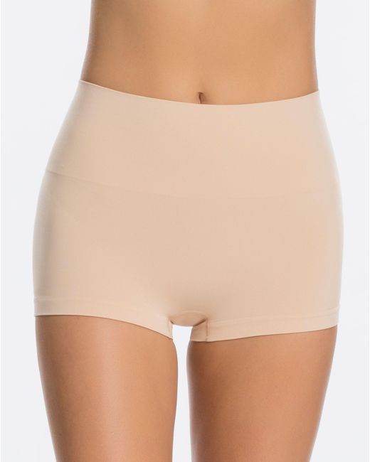 Spanx Everyday Shaping Panties Boyshort in Natural | Lyst