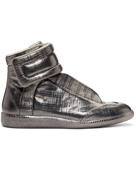 Maison margiela Gunmetal Metallic Future High-top Sneakers in Silver ...