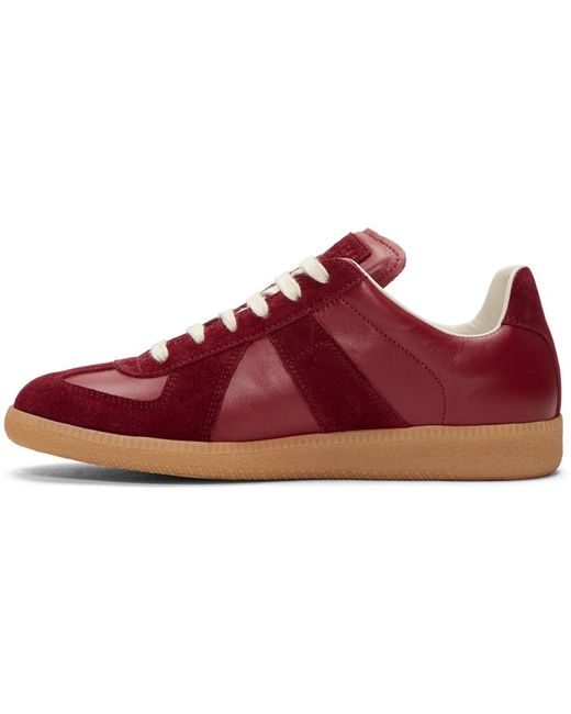 Maison margiela Burgundy Replica Sneakers in Red for Men | Lyst