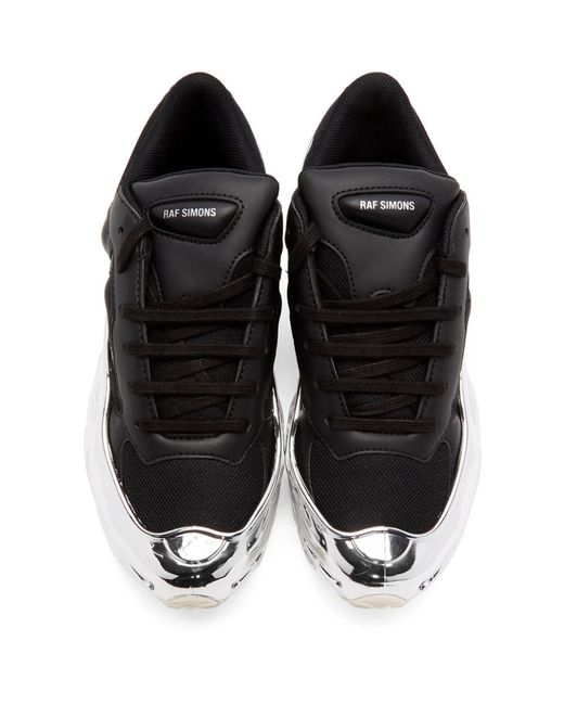 Raf Simons Black And Silver Adidas Originals Edition Ozweego Sneakers