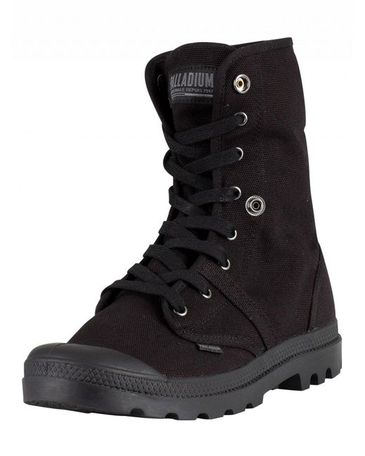 palladium black canvas boots