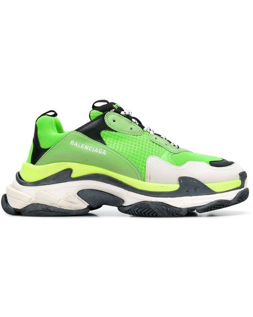 Balenciaga Leather Triple S Lime Green for Men - Lyst