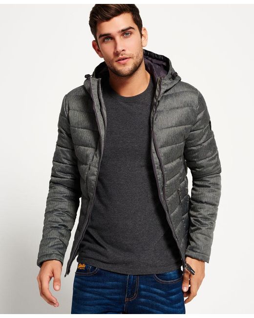 Superdry Fuji Double Zip Hooded Tweed Jacket in Gray for Men | Lyst