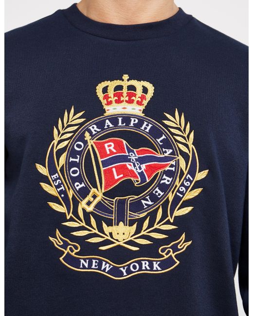 Lyst - Polo Ralph Lauren Crest Sweatshirt Navy Blue in Blue for Men