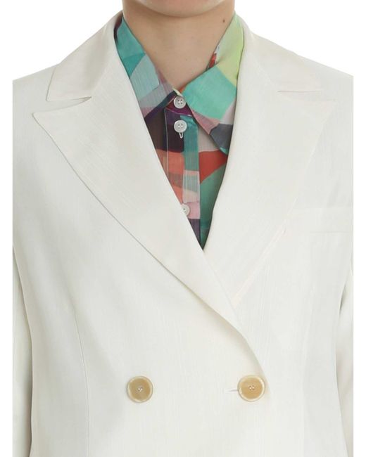 Lyst - Erika Cavallini Semi Couture Double-breasted Jacket In Ivory ...