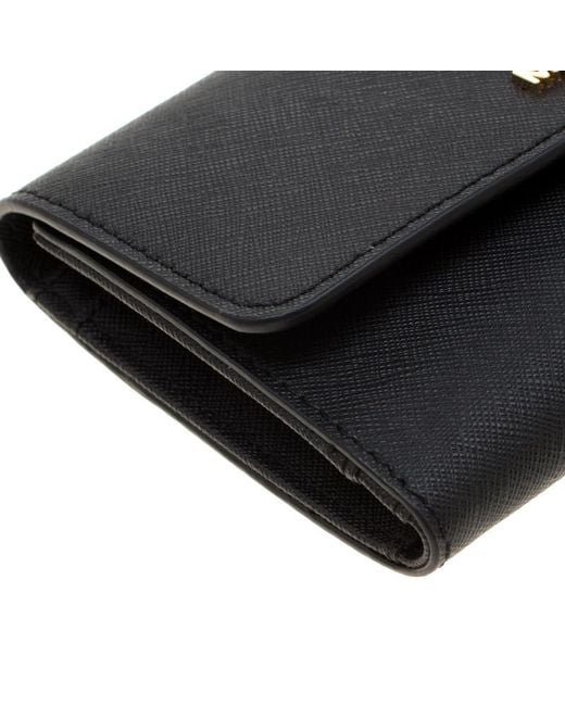 Michael Kors Black Leather Tri Fold Wallet Lyst