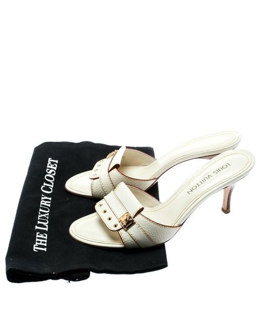 Lyst - Louis Vuitton Pre-owned White Leather Sandals in White - Save 1%