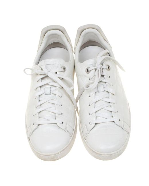Lyst - Louis Vuitton White Croc Embossed Leather Frontrow Sneakers Size 41.5 in White for Men